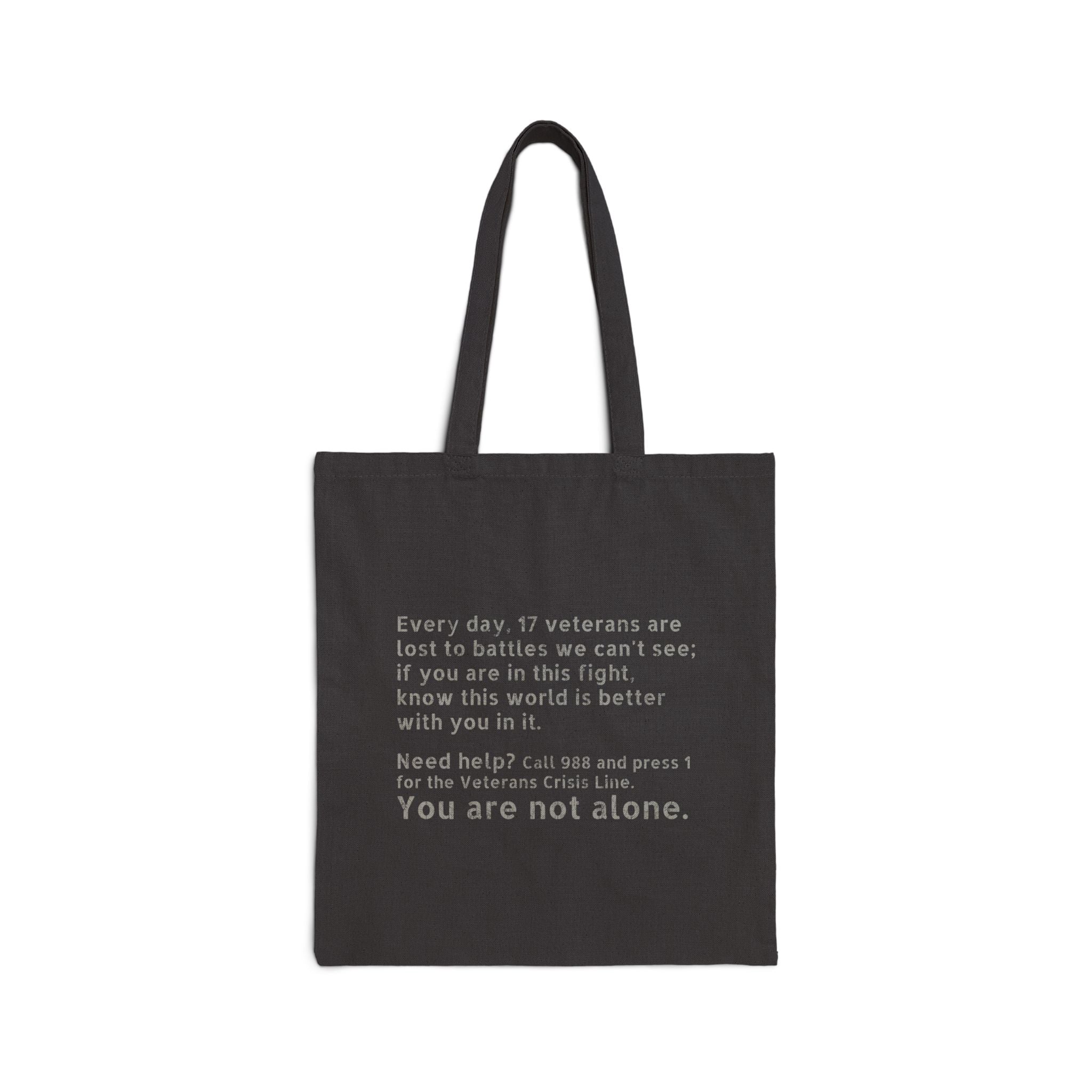 Save A Life; Hug A Veteran - Black 100% Cotton Tote Bag